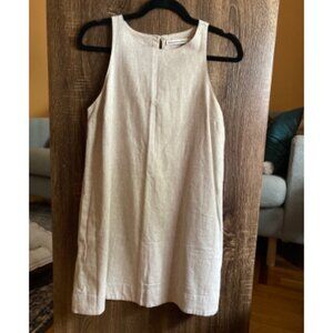 NWT Abercrombie high neck linen blend mini dress in beige